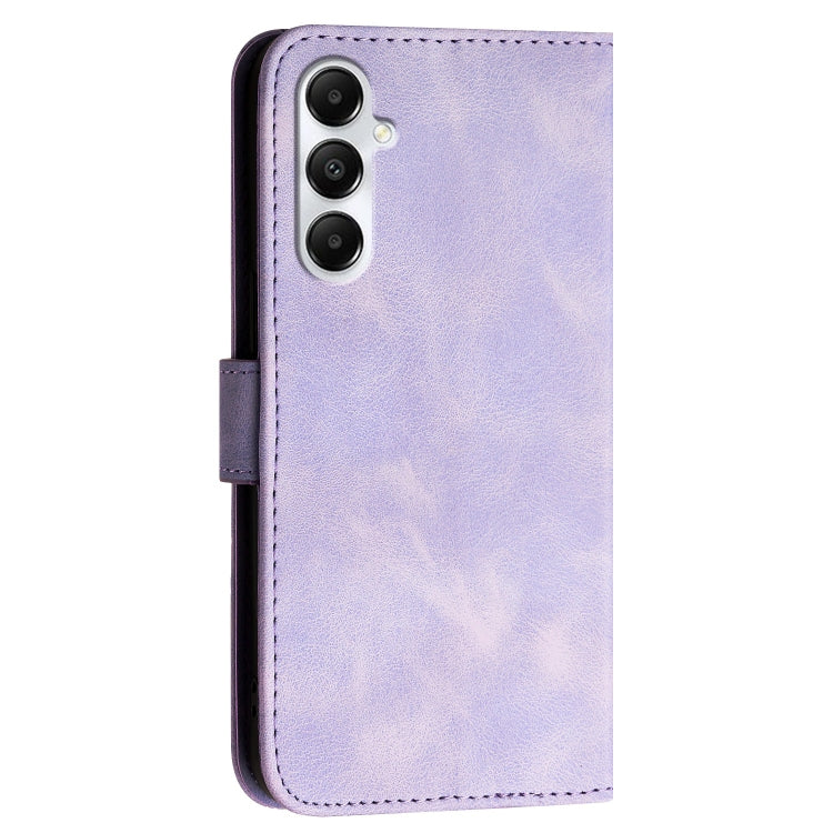 For Samsung Galaxy A05S YX0080 Grid Butterfly Embossed Pattern Flip Leather Phone Case with Lanyard