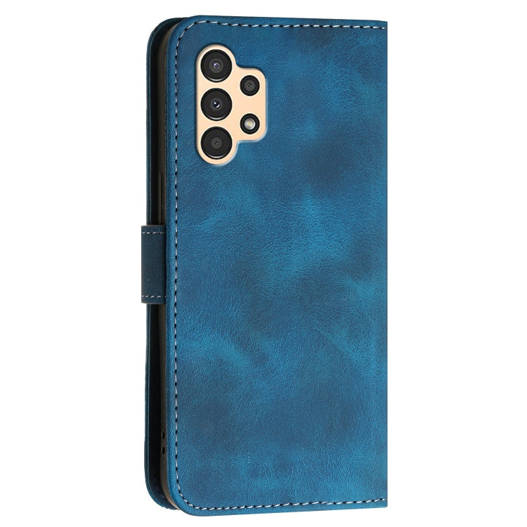For Samsung Galaxy A13 4G YX0080 Grid Butterfly Embossed Pattern Flip Leather Phone Case with Lanyard