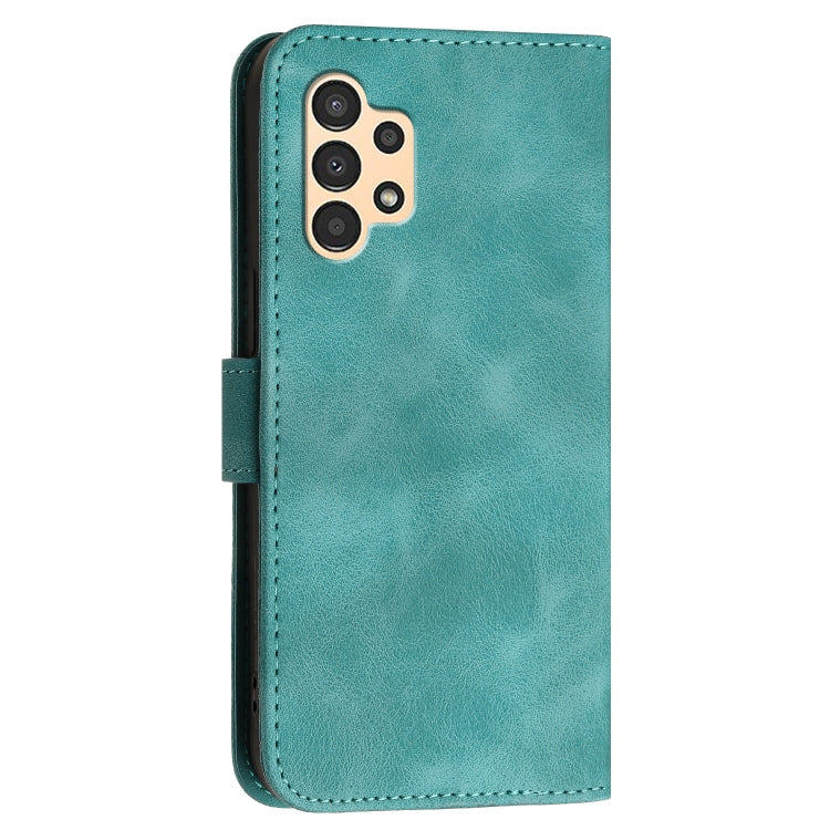 For Samsung Galaxy A13 4G YX0080 Grid Butterfly Embossed Pattern Flip Leather Phone Case with Lanyard