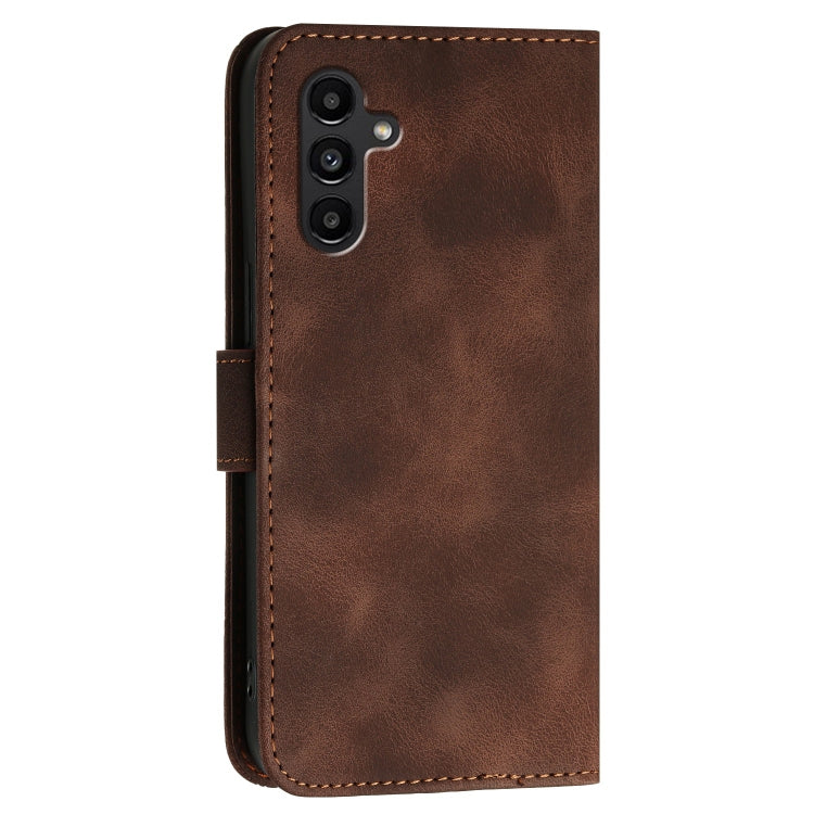 For Samsung Galaxy A13 5G YX0080 Grid Butterfly Embossed Pattern Flip Leather Phone Case with Lanyard