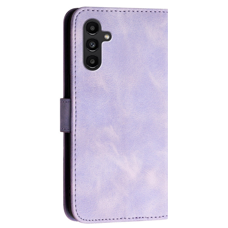 For Samsung Galaxy A13 5G YX0080 Grid Butterfly Embossed Pattern Flip Leather Phone Case with Lanyard