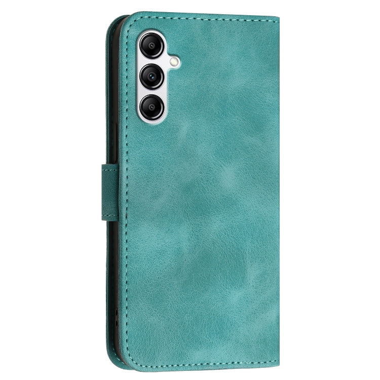 For Samsung Galaxy A14 5G YX0080 Grid Butterfly Embossed Pattern Flip Leather Phone Case with Lanyard