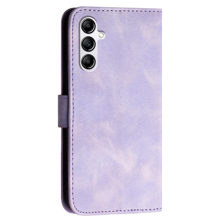 For Samsung Galaxy A14 5G YX0080 Grid Butterfly Embossed Pattern Flip Leather Phone Case with Lanyard