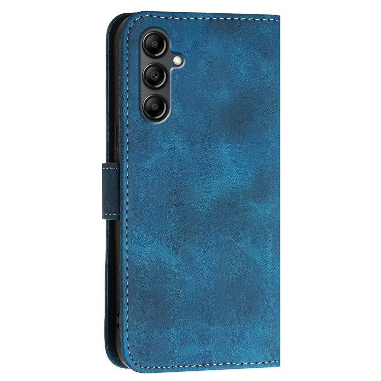 For Samsung Galaxy A15 YX0080 Grid Butterfly Embossed Pattern Flip Leather Phone Case with Lanyard