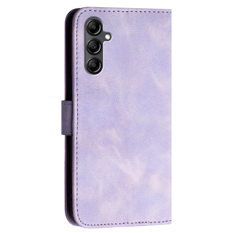 For Samsung Galaxy A15 YX0080 Grid Butterfly Embossed Pattern Flip Leather Phone Case with Lanyard