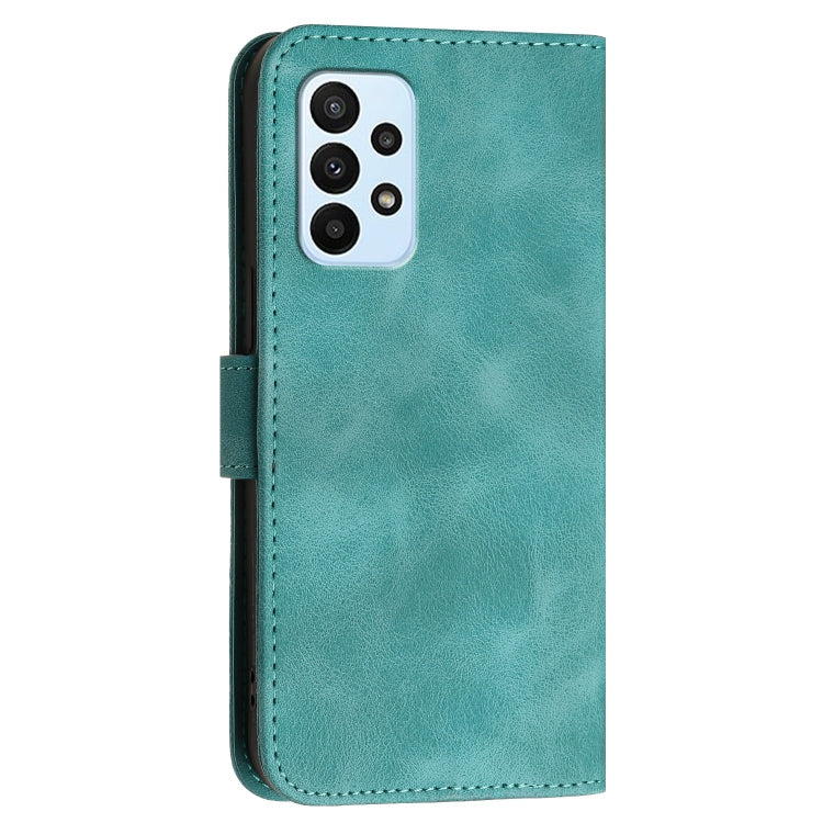 For Samsung Galaxy A23 4G YX0080 Grid Butterfly Embossed Pattern Flip Leather Phone Case with Lanyard