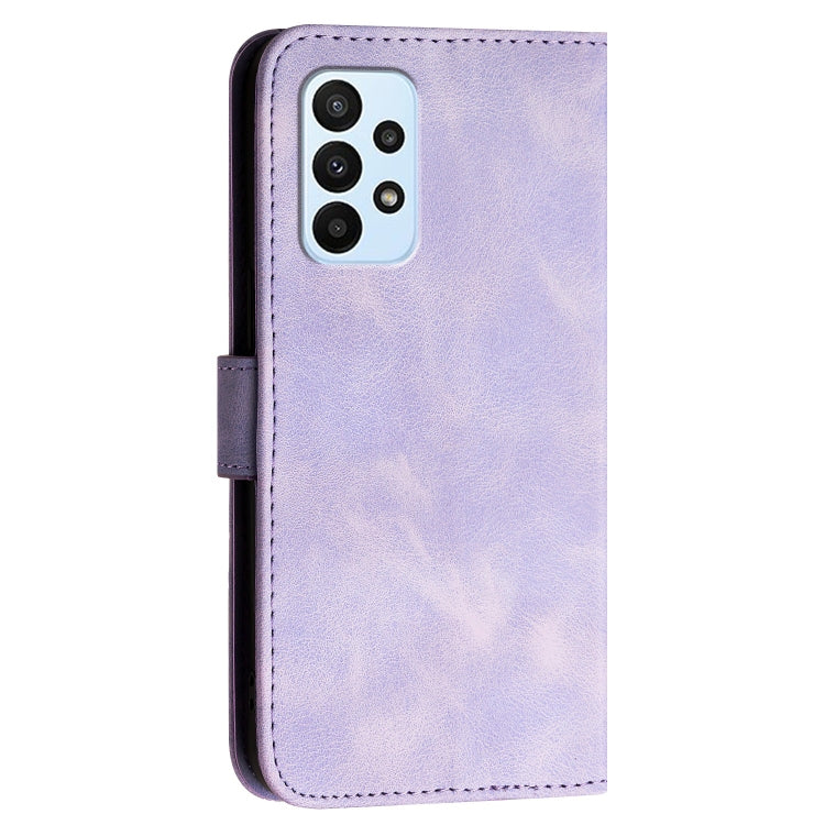 For Samsung Galaxy A23 4G YX0080 Grid Butterfly Embossed Pattern Flip Leather Phone Case with Lanyard