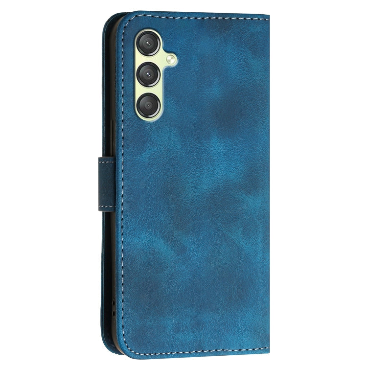For Samsung Galaxy A24 4G YX0080 Grid Butterfly Embossed Pattern Flip Leather Phone Case with Lanyard