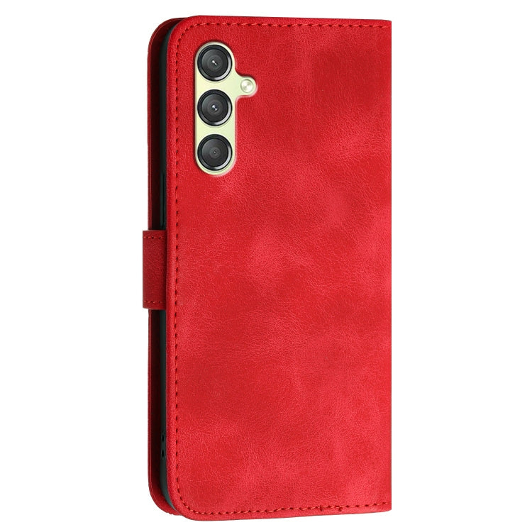 For Samsung Galaxy A24 4G YX0080 Grid Butterfly Embossed Pattern Flip Leather Phone Case with Lanyard