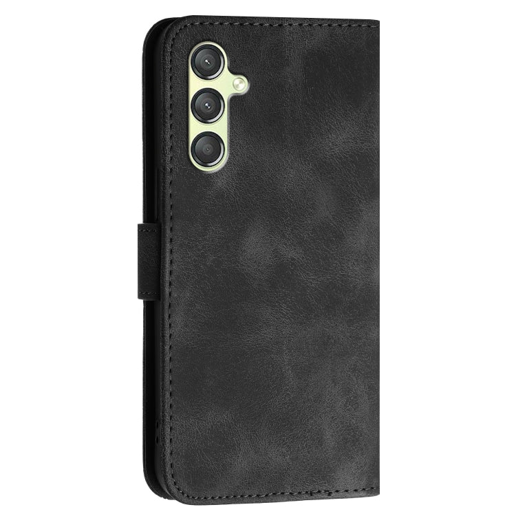 For Samsung Galaxy A24 4G YX0080 Grid Butterfly Embossed Pattern Flip Leather Phone Case with Lanyard