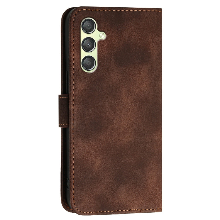 For Samsung Galaxy A24 4G YX0080 Grid Butterfly Embossed Pattern Flip Leather Phone Case with Lanyard
