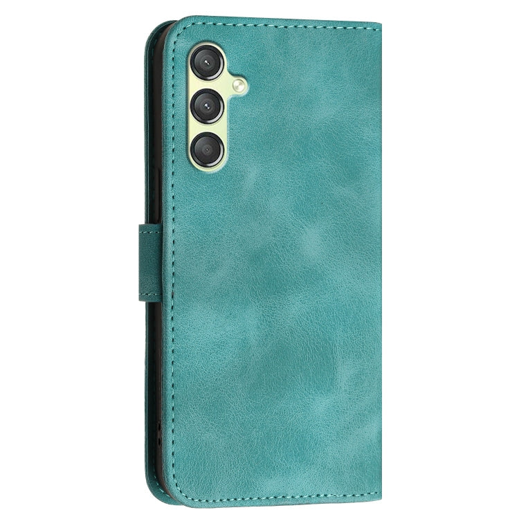 For Samsung Galaxy A24 4G YX0080 Grid Butterfly Embossed Pattern Flip Leather Phone Case with Lanyard
