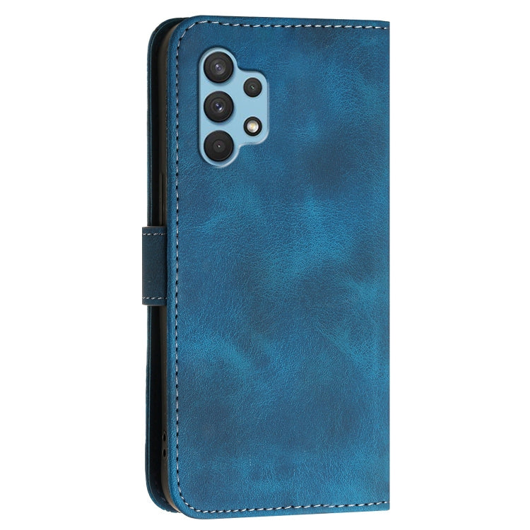 For Samsung Galaxy A32 4G YX0080 Grid Butterfly Embossed Pattern Flip Leather Phone Case with Lanyard