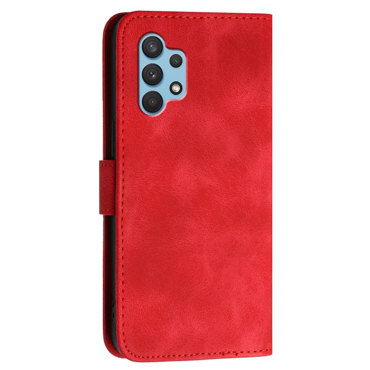 For Samsung Galaxy A32 4G YX0080 Grid Butterfly Embossed Pattern Flip Leather Phone Case with Lanyard