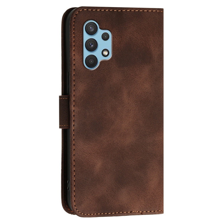 For Samsung Galaxy A32 4G YX0080 Grid Butterfly Embossed Pattern Flip Leather Phone Case with Lanyard