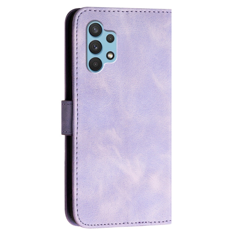 For Samsung Galaxy A32 4G YX0080 Grid Butterfly Embossed Pattern Flip Leather Phone Case with Lanyard