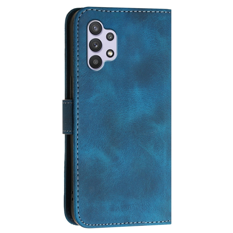 For Samsung Galaxy A32 5G YX0080 Grid Butterfly Embossed Pattern Flip Leather Phone Case with Lanyard
