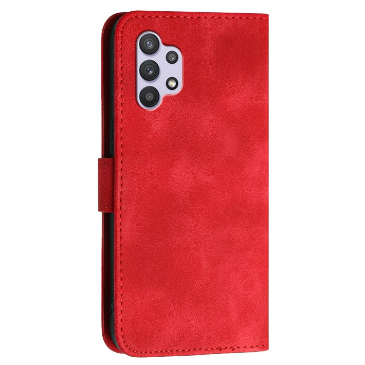 For Samsung Galaxy A32 5G YX0080 Grid Butterfly Embossed Pattern Flip Leather Phone Case with Lanyard