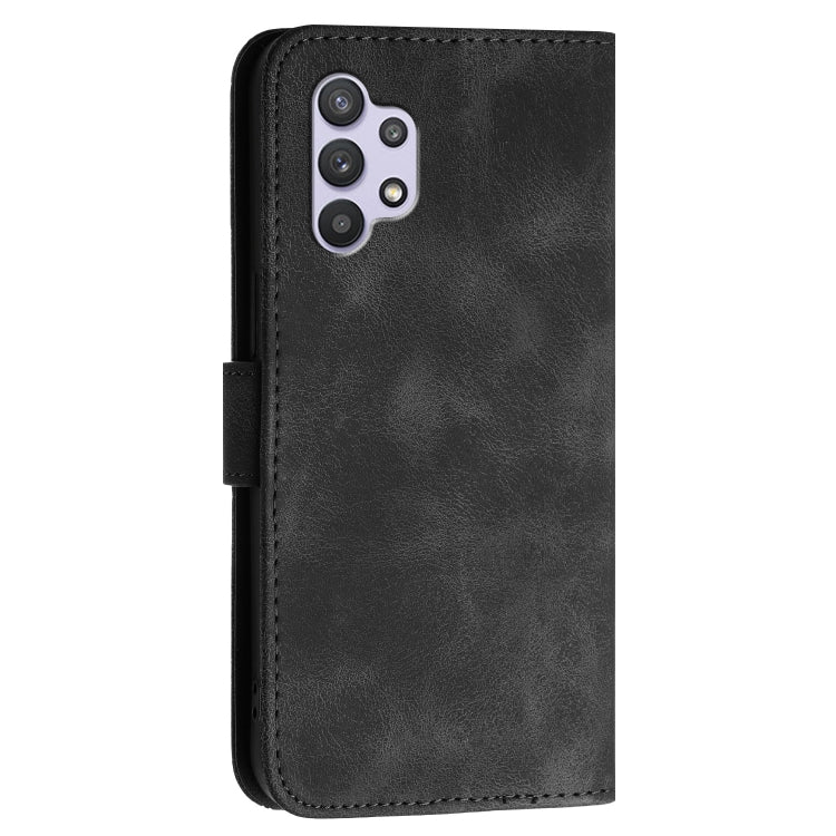 For Samsung Galaxy A32 5G YX0080 Grid Butterfly Embossed Pattern Flip Leather Phone Case with Lanyard