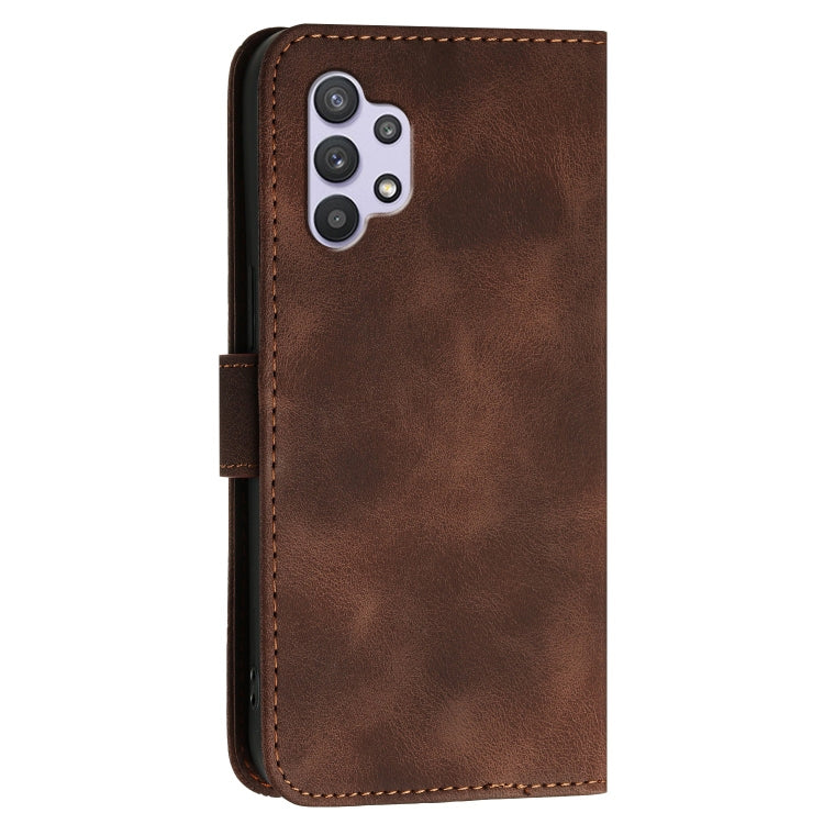 For Samsung Galaxy A32 5G YX0080 Grid Butterfly Embossed Pattern Flip Leather Phone Case with Lanyard