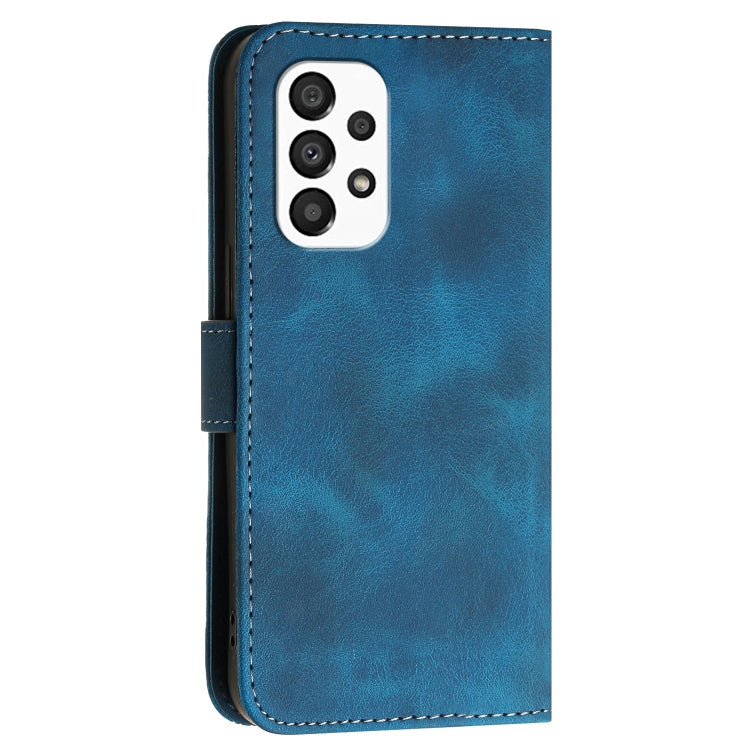 For Samsung Galaxy A33 YX0080 Grid Butterfly Embossed Pattern Flip Leather Phone Case with Lanyard
