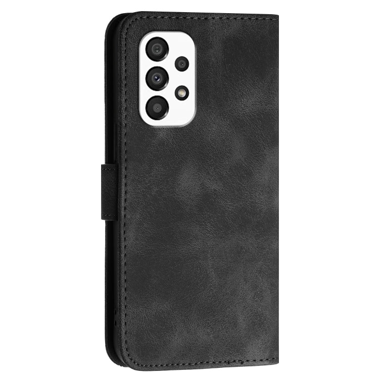 For Samsung Galaxy A33 YX0080 Grid Butterfly Embossed Pattern Flip Leather Phone Case with Lanyard