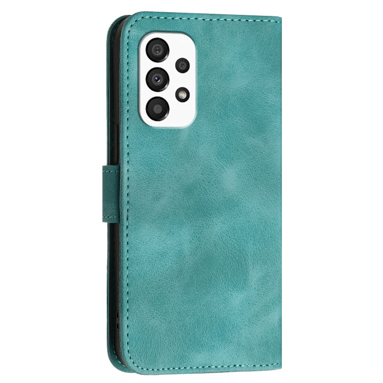For Samsung Galaxy A33 YX0080 Grid Butterfly Embossed Pattern Flip Leather Phone Case with Lanyard