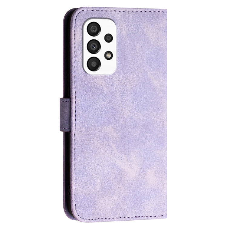For Samsung Galaxy A33 YX0080 Grid Butterfly Embossed Pattern Flip Leather Phone Case with Lanyard