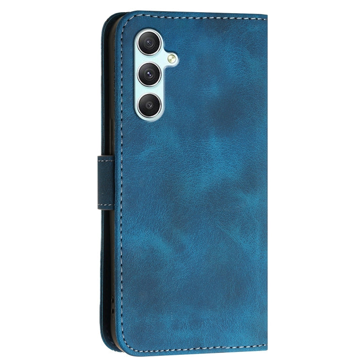 For Samsung Galaxy A34 5G YX0080 Grid Butterfly Embossed Pattern Flip Leather Phone Case with Lanyard