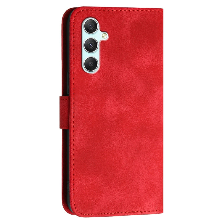 For Samsung Galaxy A34 5G YX0080 Grid Butterfly Embossed Pattern Flip Leather Phone Case with Lanyard