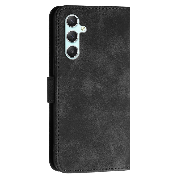 For Samsung Galaxy A34 5G YX0080 Grid Butterfly Embossed Pattern Flip Leather Phone Case with Lanyard