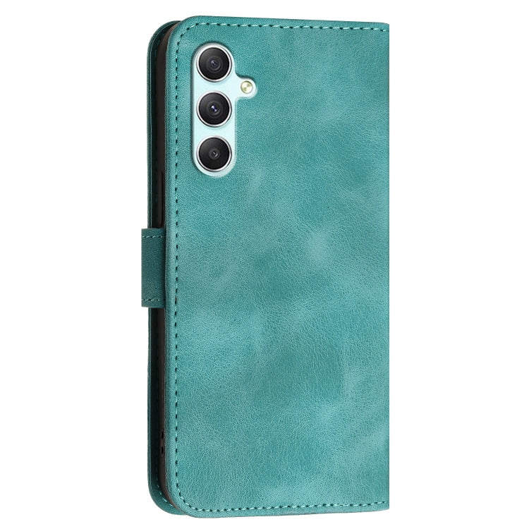 For Samsung Galaxy A34 5G YX0080 Grid Butterfly Embossed Pattern Flip Leather Phone Case with Lanyard