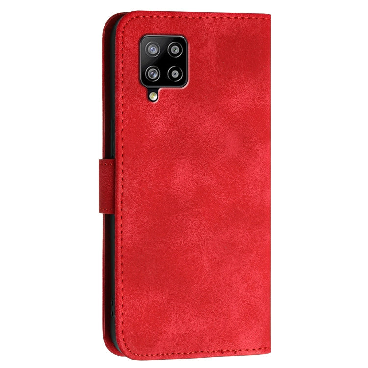 For Samsung Galaxy A42 5G YX0080 Grid Butterfly Embossed Pattern Flip Leather Phone Case with Lanyard