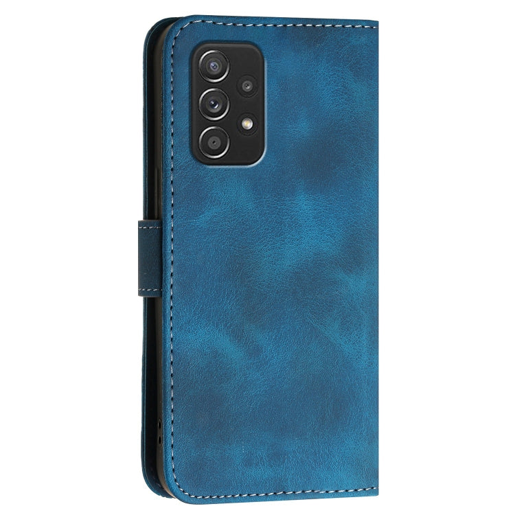For Samsung Galaxy A52 YX0080 Grid Butterfly Embossed Pattern Flip Leather Phone Case with Lanyard