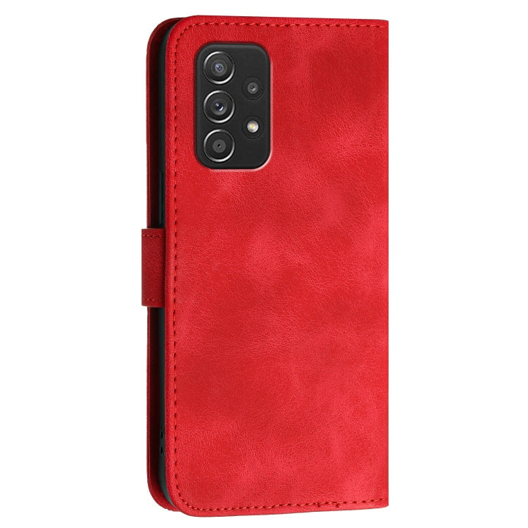 For Samsung Galaxy A52 YX0080 Grid Butterfly Embossed Pattern Flip Leather Phone Case with Lanyard