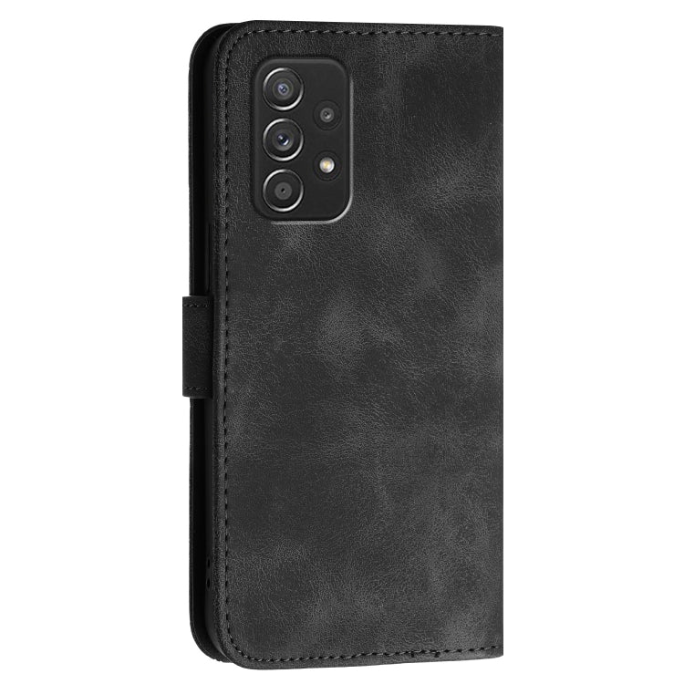 For Samsung Galaxy A52 YX0080 Grid Butterfly Embossed Pattern Flip Leather Phone Case with Lanyard