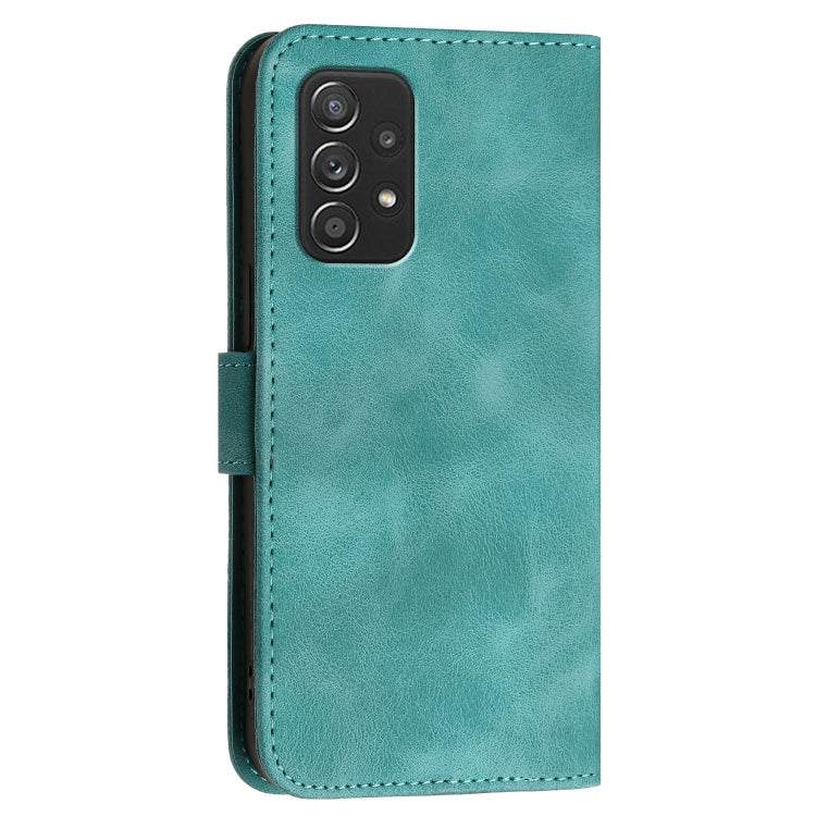 For Samsung Galaxy A52 YX0080 Grid Butterfly Embossed Pattern Flip Leather Phone Case with Lanyard