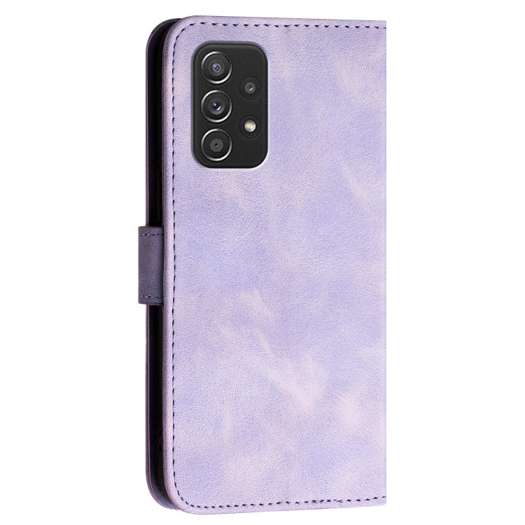 For Samsung Galaxy A52 YX0080 Grid Butterfly Embossed Pattern Flip Leather Phone Case with Lanyard