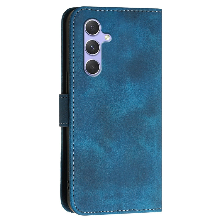 For Samsung Galaxy A54 5G YX0080 Grid Butterfly Embossed Pattern Flip Leather Phone Case with Lanyard
