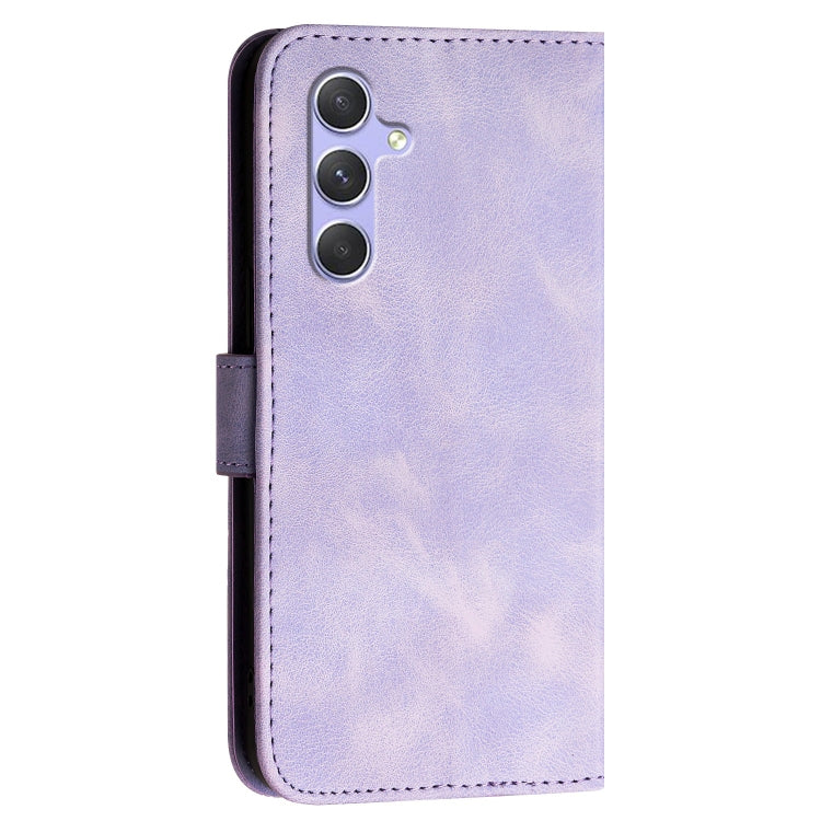 For Samsung Galaxy A54 5G YX0080 Grid Butterfly Embossed Pattern Flip Leather Phone Case with Lanyard