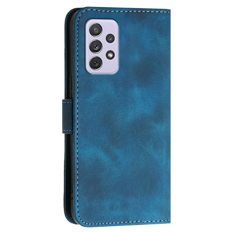 For Samsung Galaxy A72 4G YX0080 Grid Butterfly Embossed Pattern Flip Leather Phone Case with Lanyard