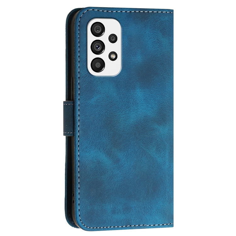 For Samsung Galaxy A73 5G YX0080 Grid Butterfly Embossed Pattern Flip Leather Phone Case with Lanyard