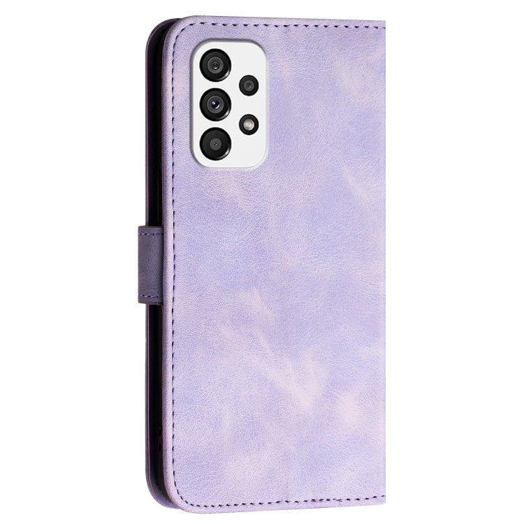 For Samsung Galaxy A73 5G YX0080 Grid Butterfly Embossed Pattern Flip Leather Phone Case with Lanyard