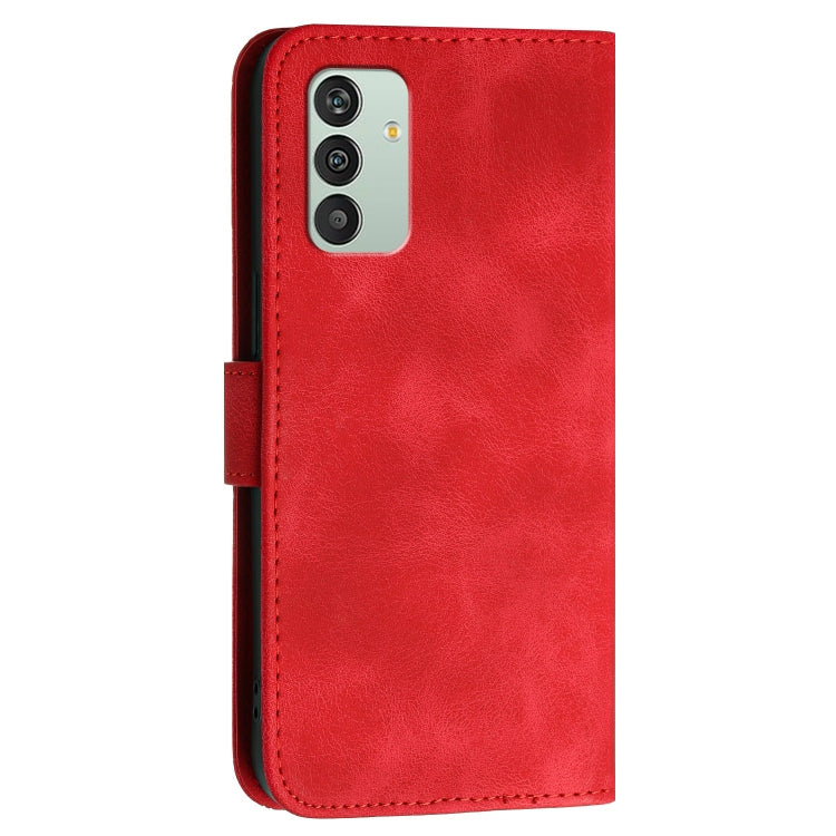 For Samsung Galaxy M13 India YX0080 Grid Butterfly Embossed Pattern Flip Leather Phone Case with Lanyard