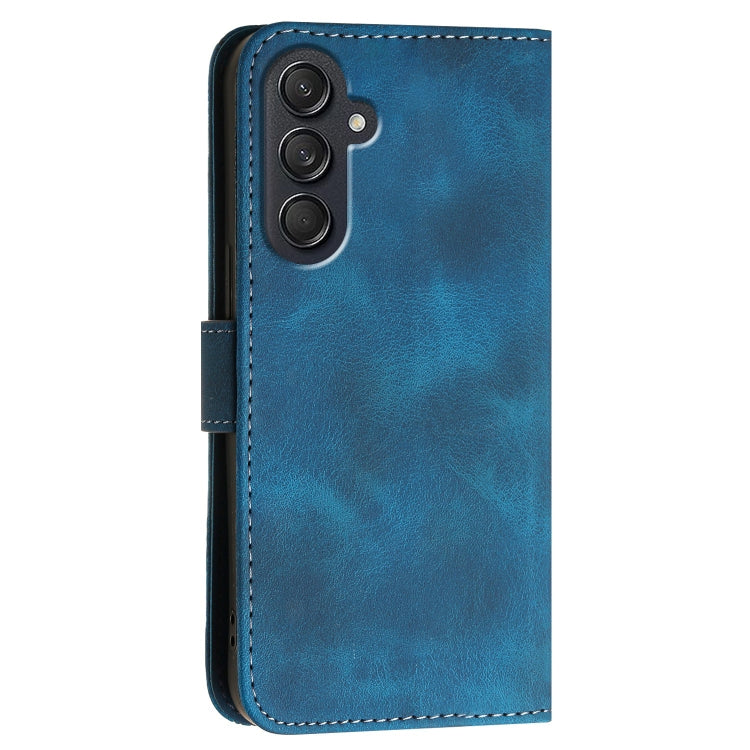 For Samsung Galaxy M55 YX0080 Grid Butterfly Embossed Pattern Flip Leather Phone Case with Lanyard