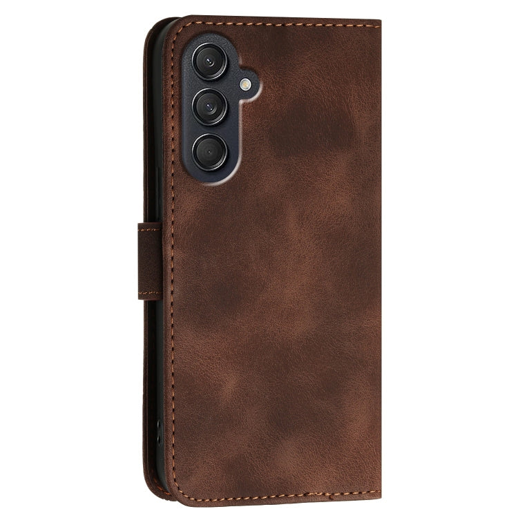 For Samsung Galaxy M55 YX0080 Grid Butterfly Embossed Pattern Flip Leather Phone Case with Lanyard