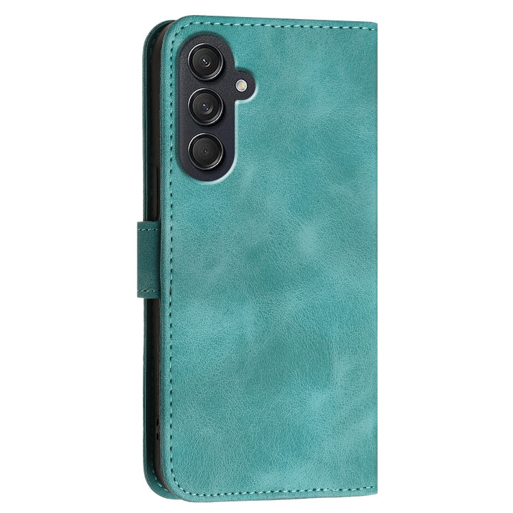 For Samsung Galaxy M55 YX0080 Grid Butterfly Embossed Pattern Flip Leather Phone Case with Lanyard