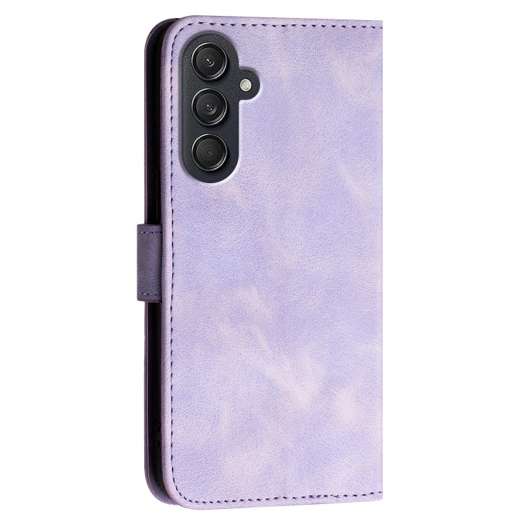 For Samsung Galaxy M55 YX0080 Grid Butterfly Embossed Pattern Flip Leather Phone Case with Lanyard