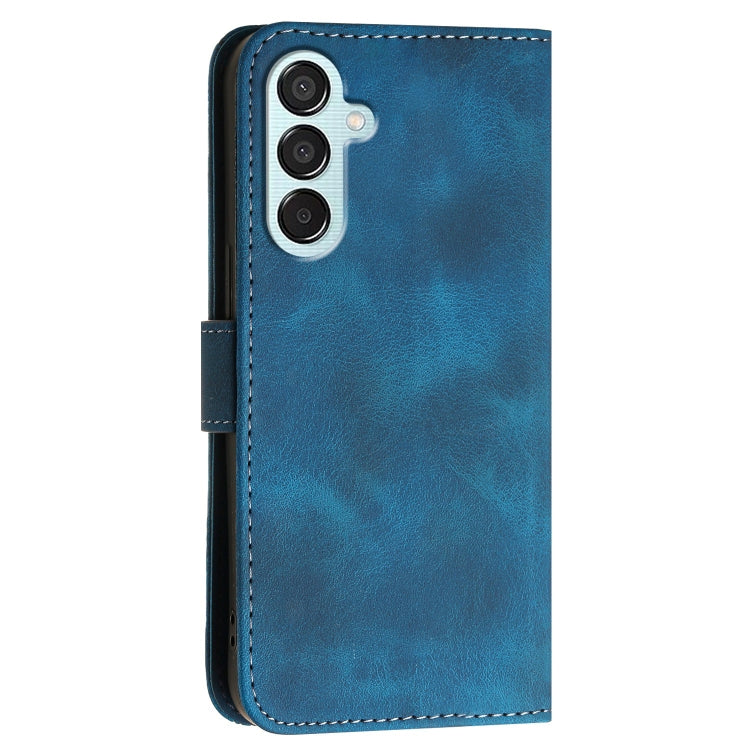 For Samsung Galaxy M15 YX0080 Grid Butterfly Embossed Pattern Flip Leather Phone Case with Lanyard