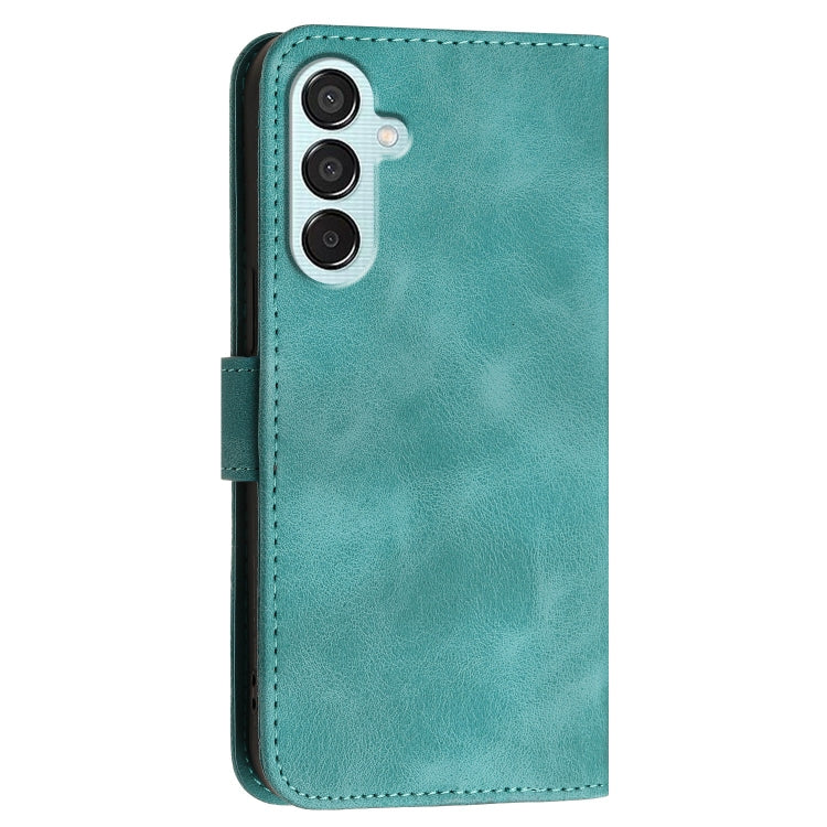 For Samsung Galaxy M15 YX0080 Grid Butterfly Embossed Pattern Flip Leather Phone Case with Lanyard